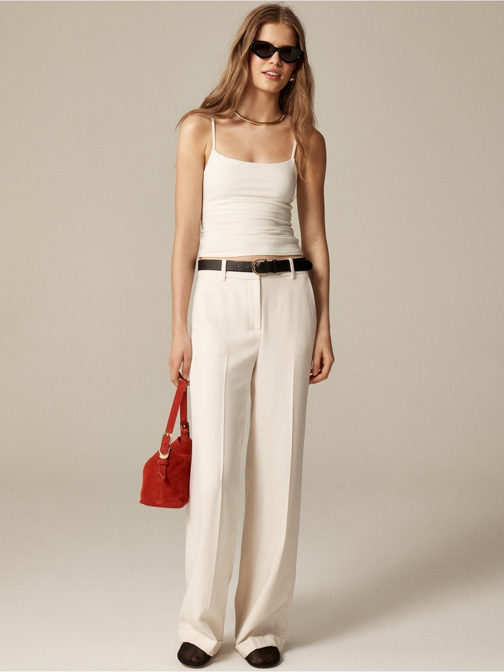 Never worn! J. Crew Women's cuffed wide-leg trouser in luster canvas